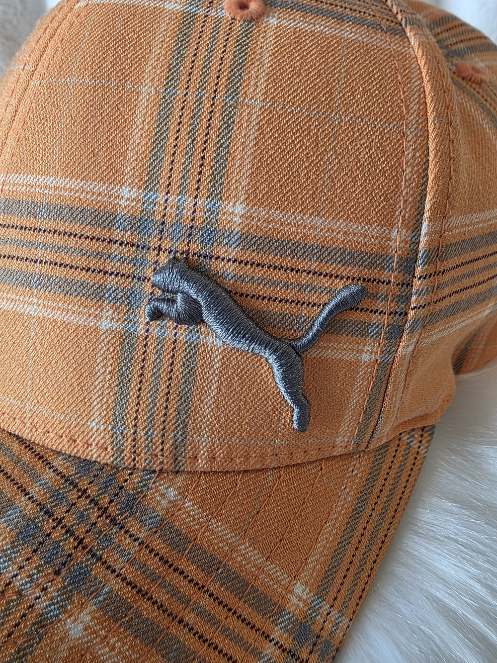 Puma Orange Plaid Baseball Cap - Picture 2 of 9